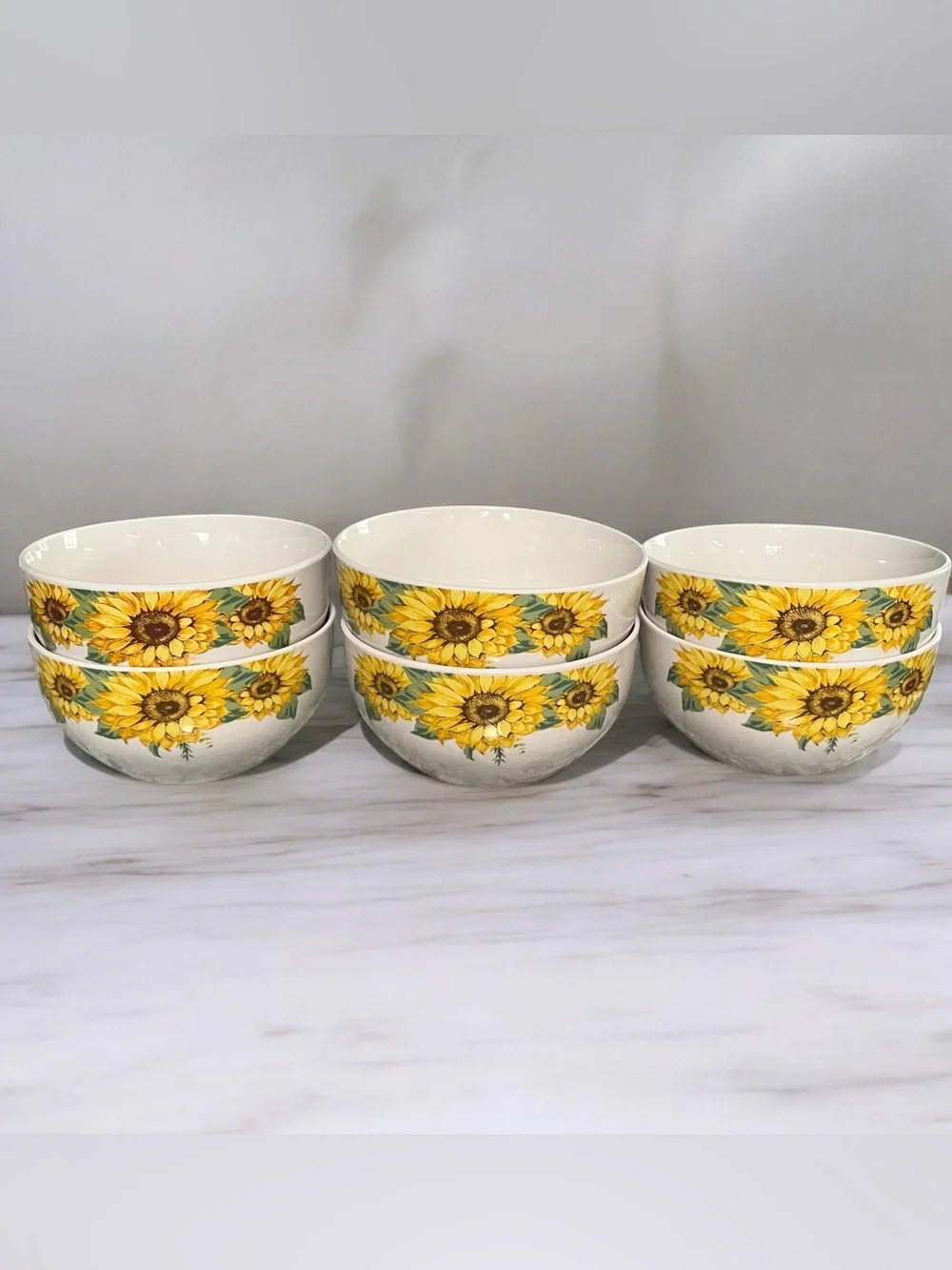 Royal Norfolk 6 Sunflower Cereal Bowls Fall Floral Country Boho Cottagecore